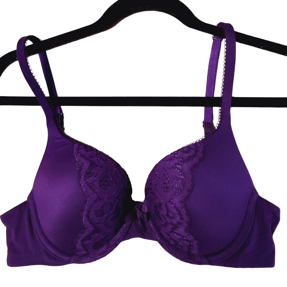 Victoria's Secret Body By Victoria Perfect Shape Purple Underwire Lace Bra 32B